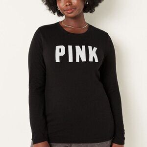 Victoria's Secret PINK Long Sleeve Cotton Tee (Black Logo)